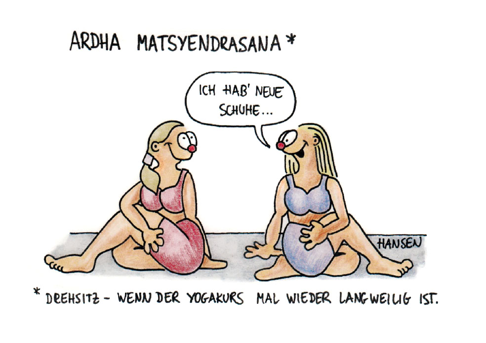 Ardha Matsyendrasana, der Drehsitz, wenn der Yogakurs mal wieder länger dauert